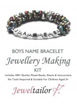 Boys Name Bracelet Jewellery Making Kit With 200+ Quality Mixed Beads, Elastic, Instructions +FREE Luxury Gift Bag~ Perfect For Parties, Indoor Craft Activities & Gifts